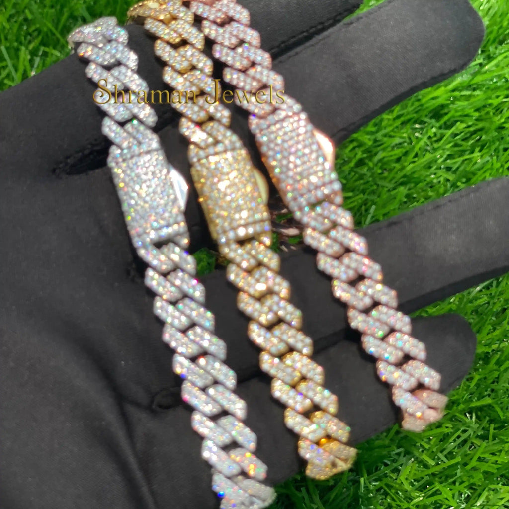 10MM Men's Natural VVS Diamond Cuban Link Bracelet