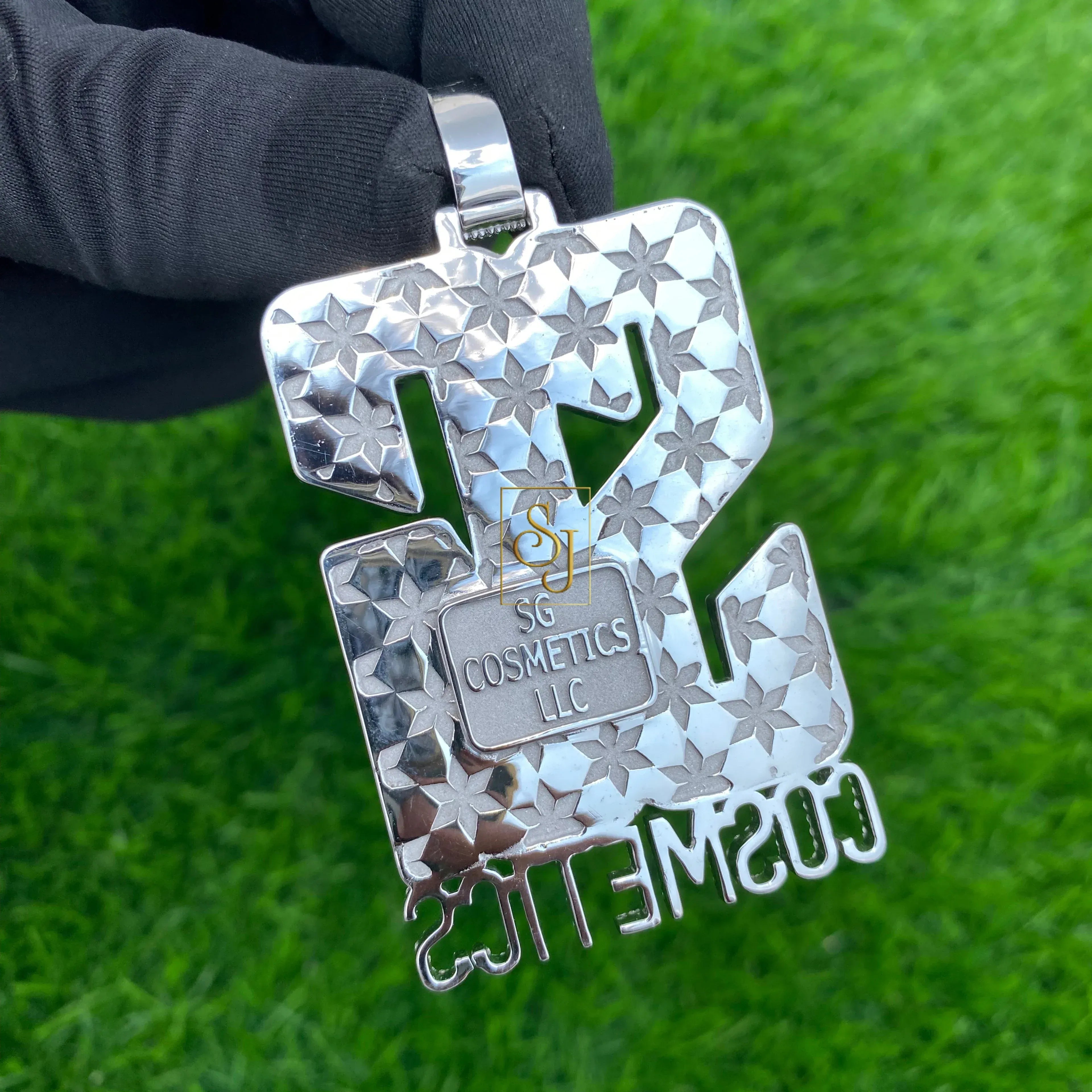 Custom SG Letter Diamond Pendant 14K Solid Gold - 10.29 CTW