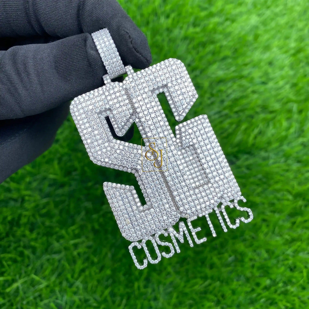 Custom SG Letter Diamond Pendant 14K Solid Gold - 10.29 CTW