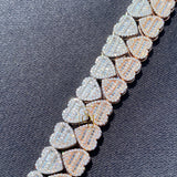 Premium Fancy VVS Baguette Heart Tennis Bracelet for Women/Men