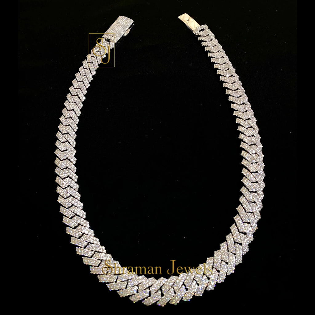 Premium 15.5 MM Iced Out Real VVS Diamond Cuban Link Chain