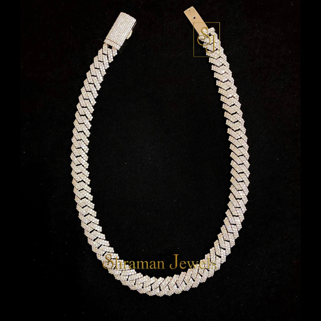 Premium 15.5 MM Iced Out Real VVS Diamond Cuban Link Chain