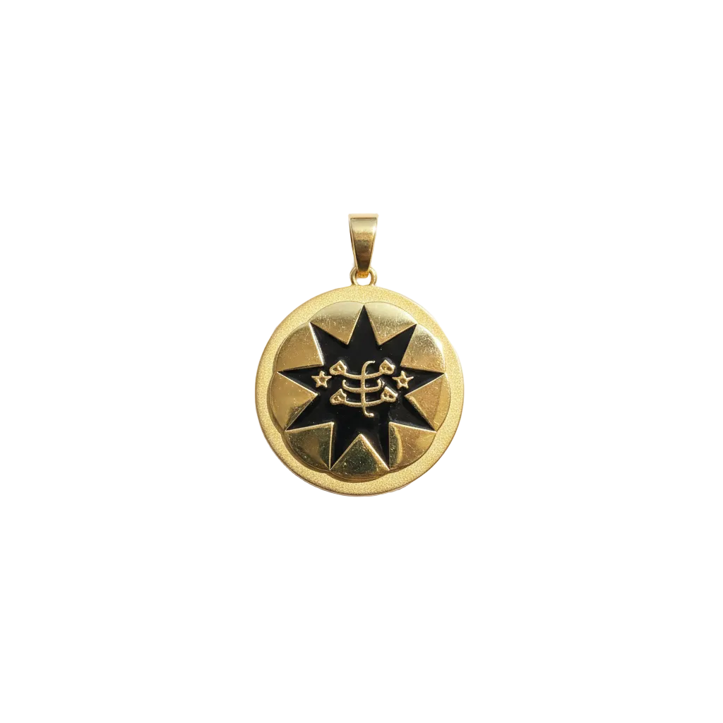 Custom Round Urdu Letter Real 14K Solid Gold Pendant for Men