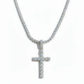 Men's Diamond Tennis Chain with VVS Cross Pendant Set 12.55 CTW