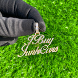 14K Gold Personaliized "JUNK CARS" Statement Piece, Custom Letter VVS Pendant