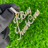 14K Gold Personaliized "JUNK CARS" Statement Piece, Custom Letter VVS Pendant