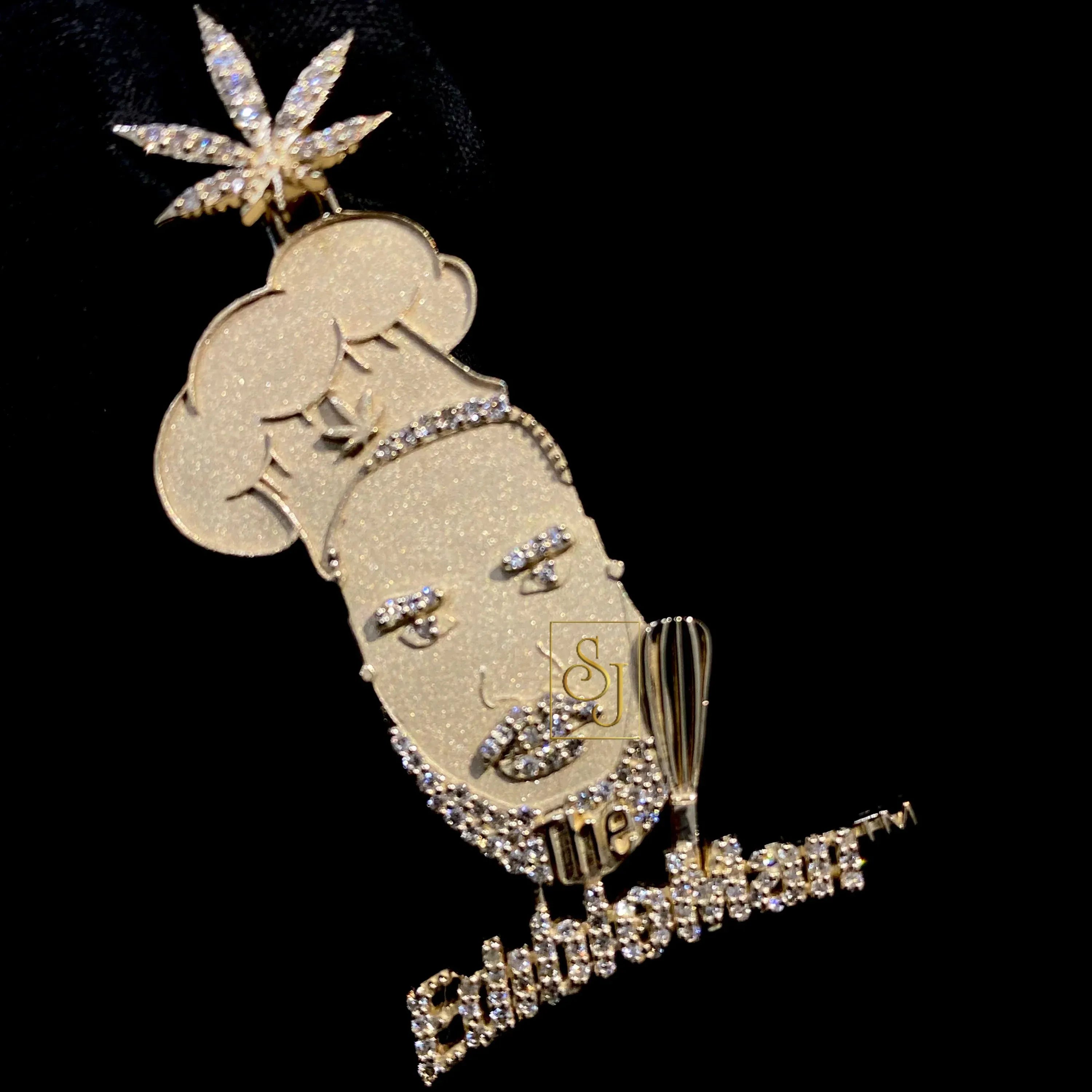 14K Gold Edible Man Diamond Pendant Premium VVS Natural Diamonds - 0.51 CTW