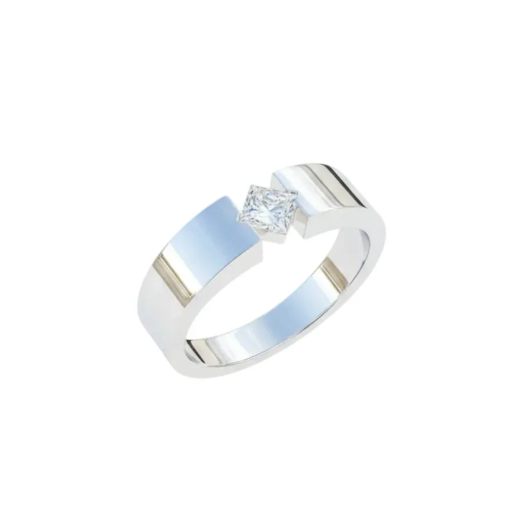 14K White Gold VVS Princess Diamond Engagement Ring for Women