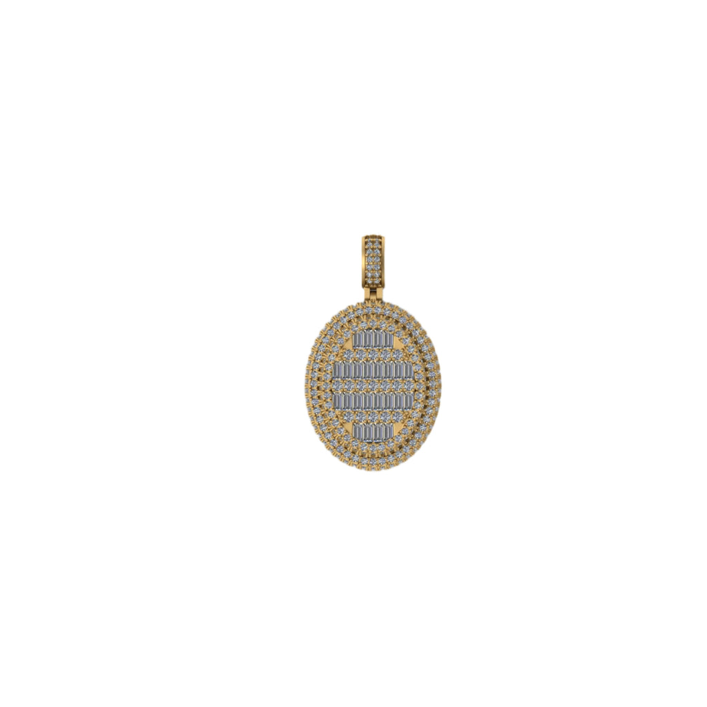 Custom Oval Diamond Pendant 10K Solid Gold - 3.43 CTW