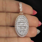 Custom Oval Diamond Pendant 10K Solid Gold - 3.43 CTW