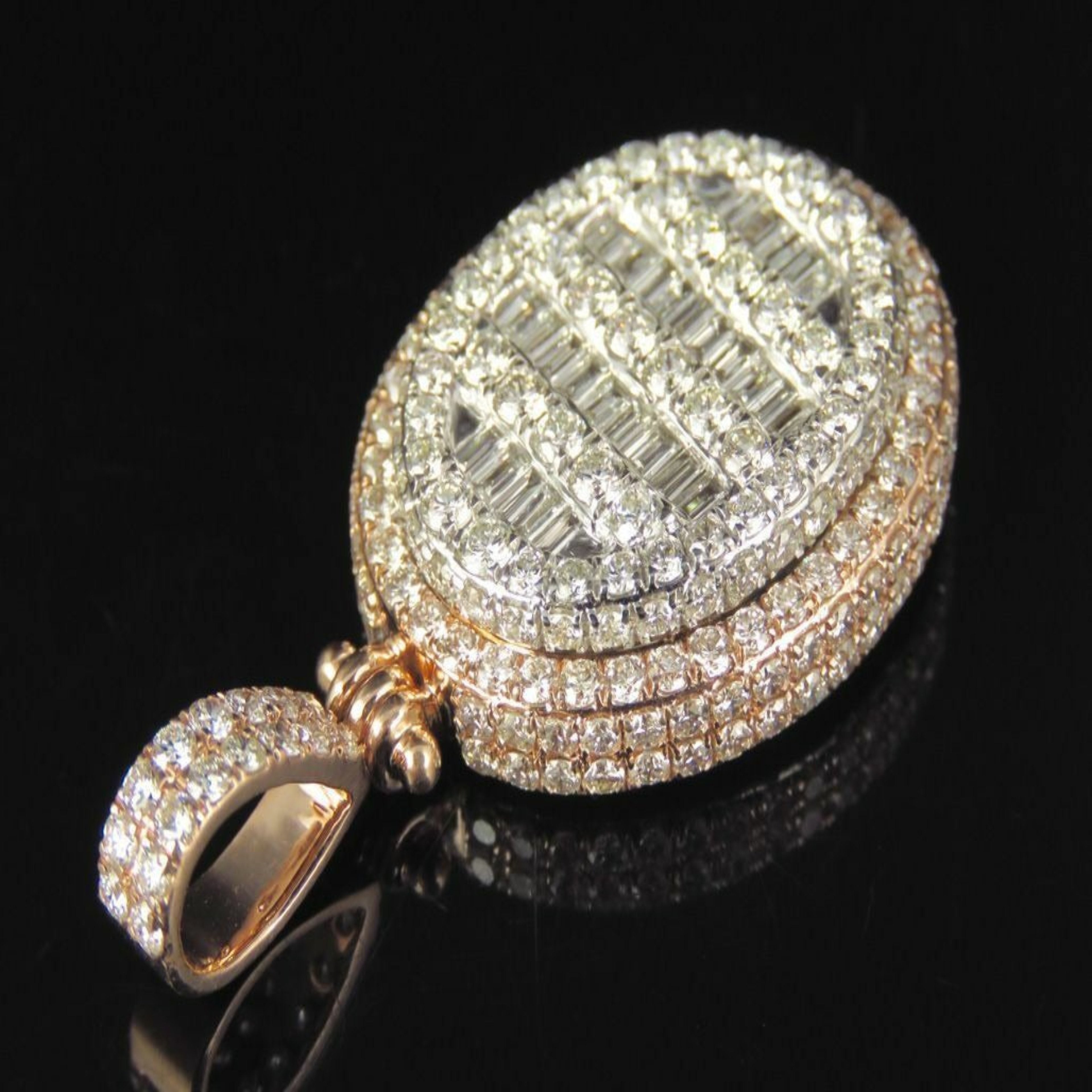 Custom Oval Diamond Pendant 10K Solid Gold - 3.43 CTW