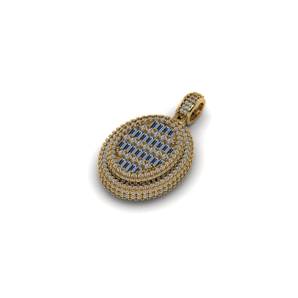 Custom Oval Diamond Pendant 10K Solid Gold - 3.43 CTW