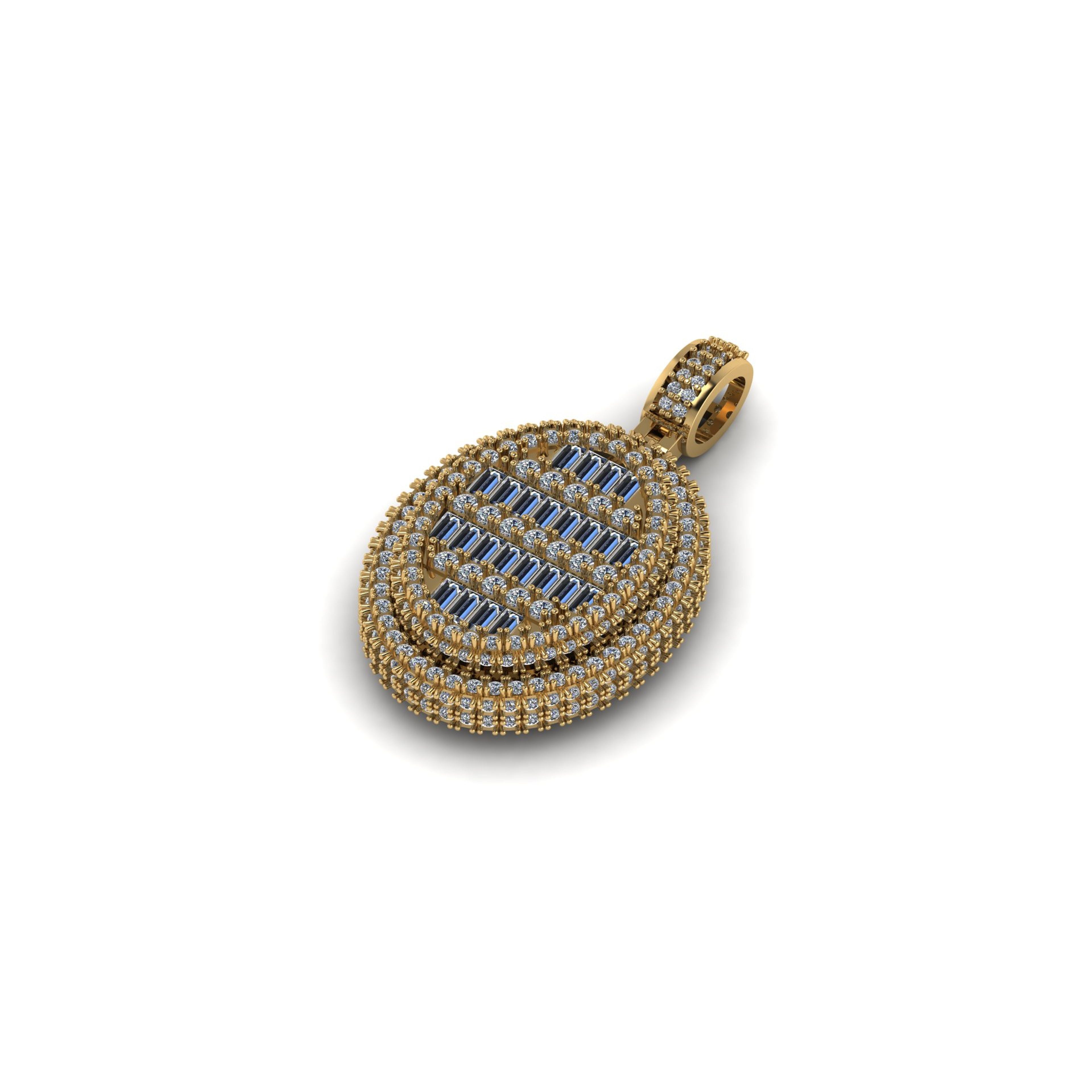Custom Oval Diamond Pendant 10K Solid Gold - 3.43 CTW
