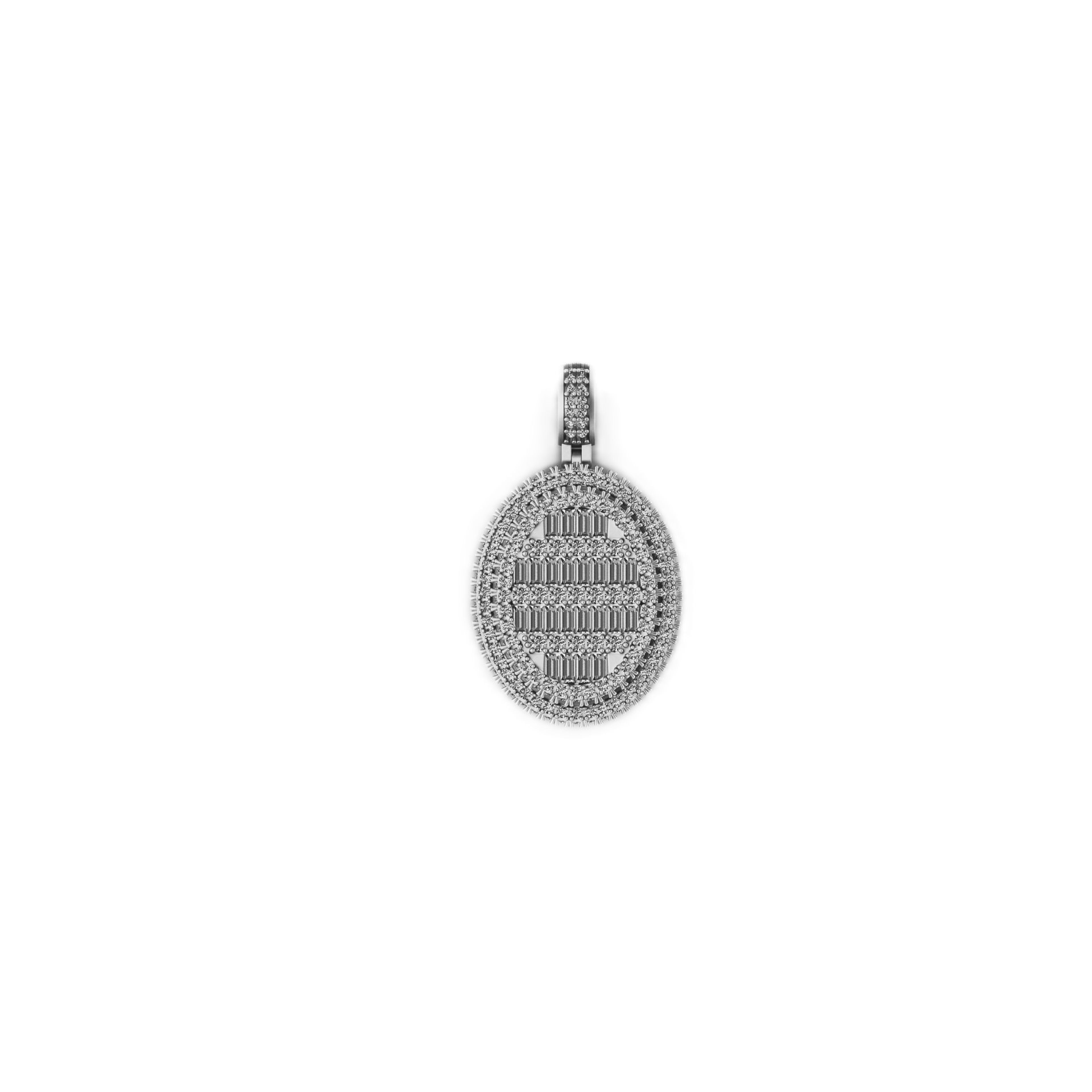 Custom Oval Diamond Pendant 10K Solid Gold - 3.43 CTW