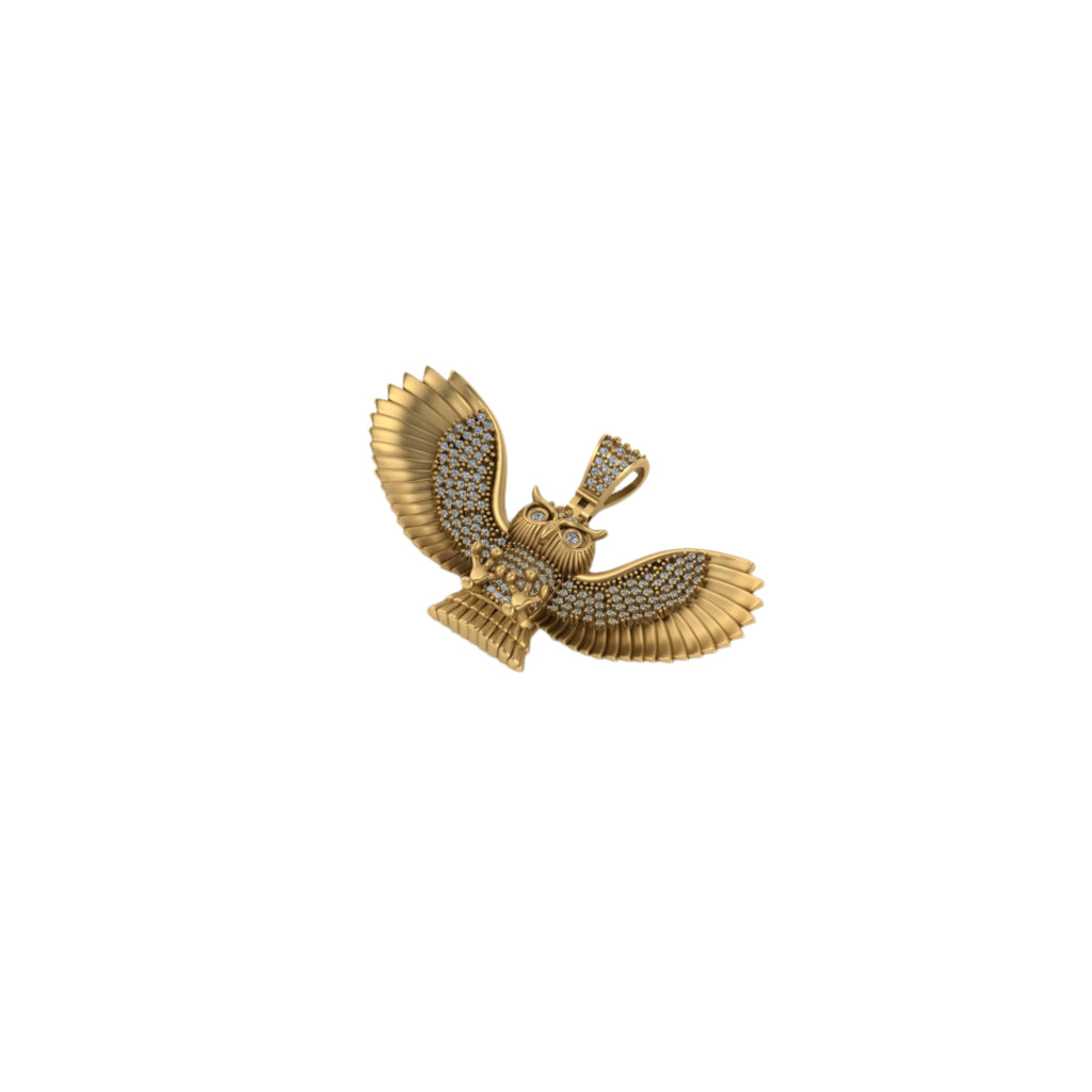Owl Diamond Pendant 14k Solid Gold - 1.00 CTW