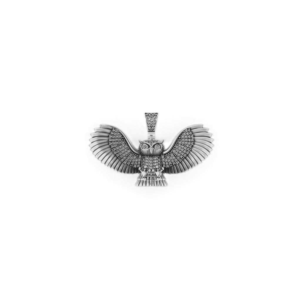 Owl Diamond Pendant 14k Solid Gold - 1.00 CTW