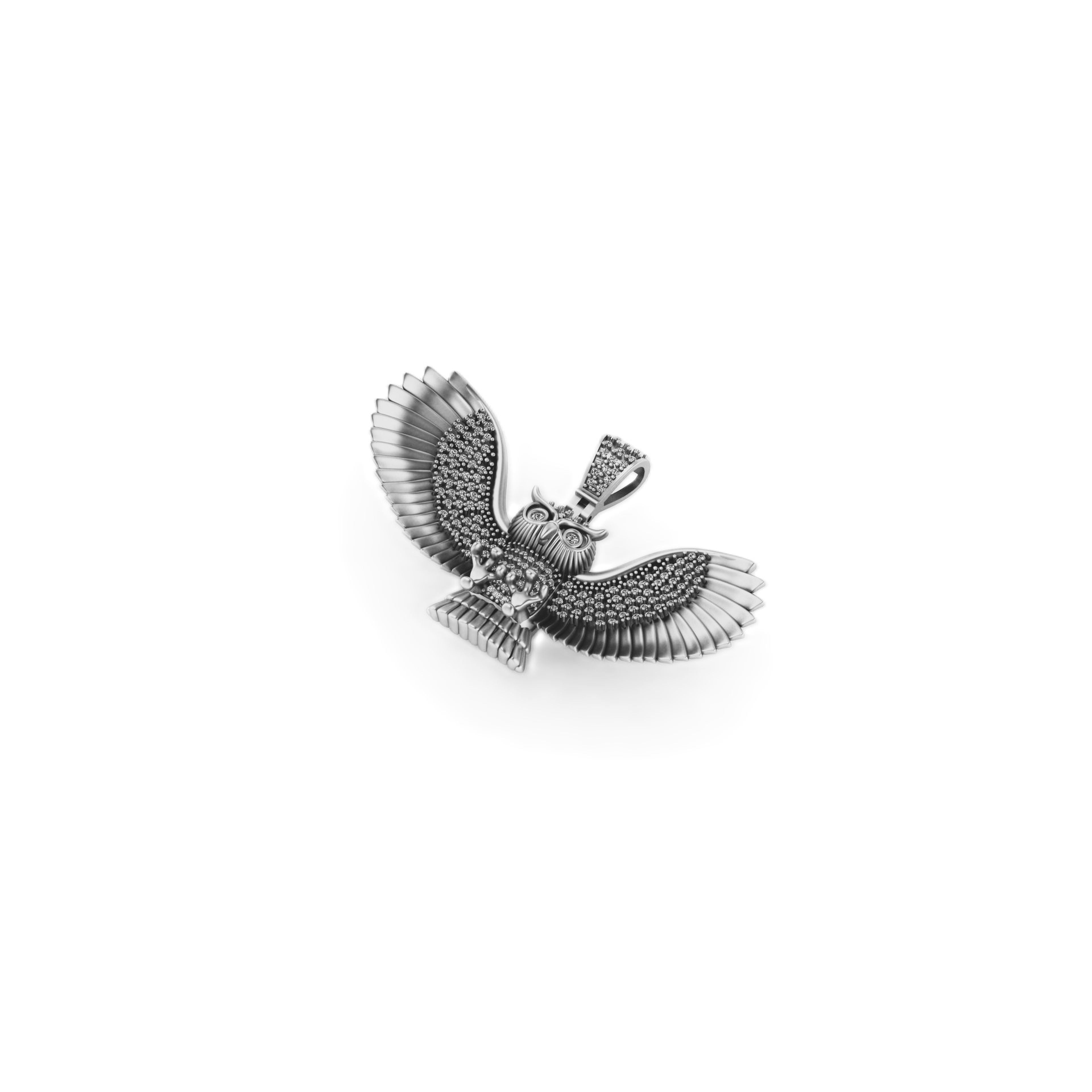 Owl Diamond Pendant 14k Solid Gold - 1.00 CTW