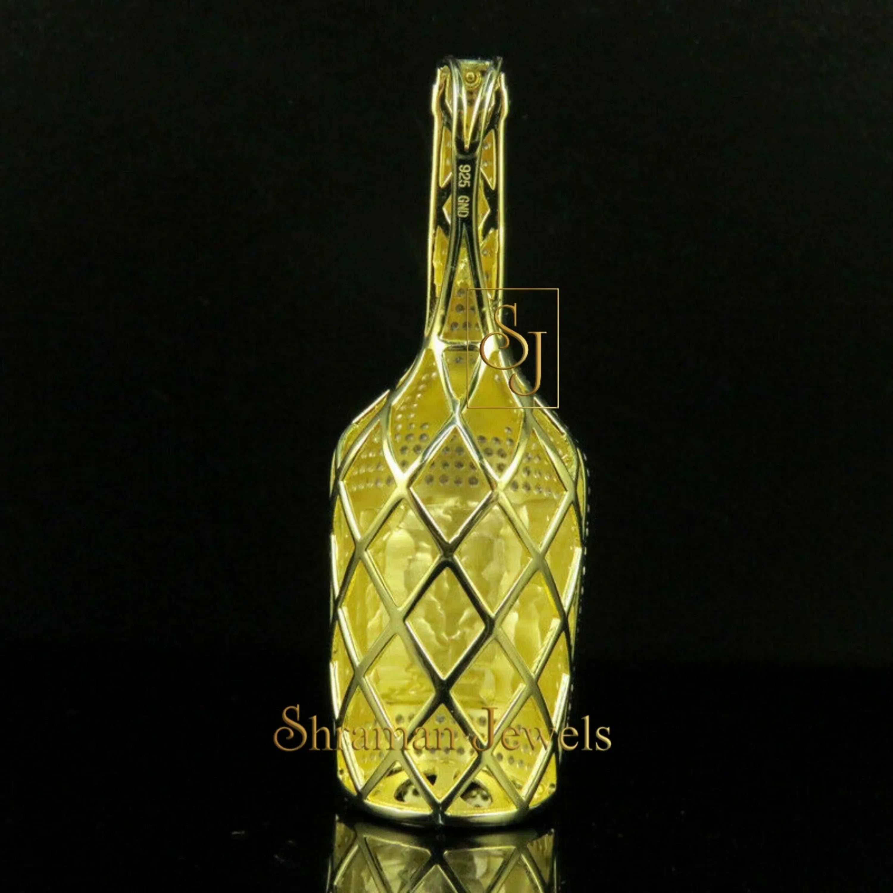 Fancy Bottle Diamond Pendant 14K solid gold -1.57 CTW