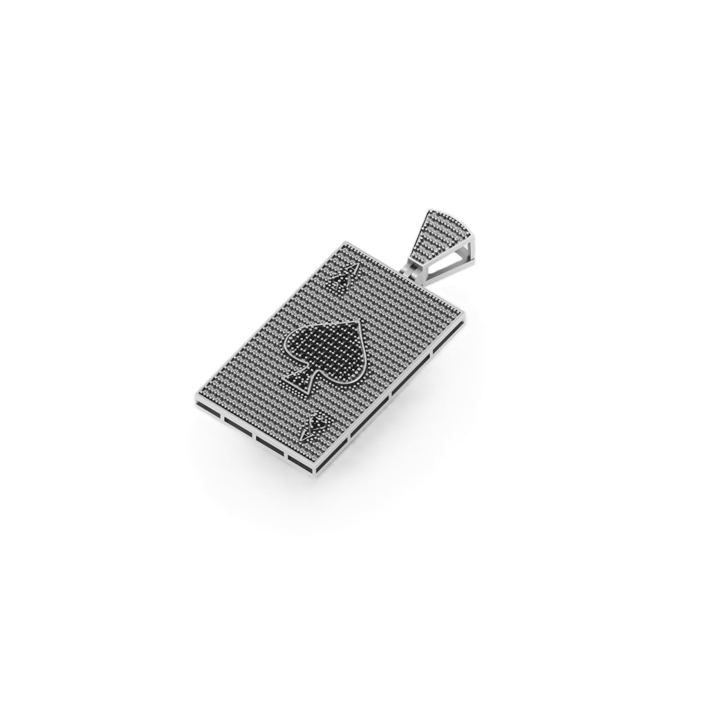 Spade Playing Card Diamond pendant 14k Solid Gold - 2.84 CTW