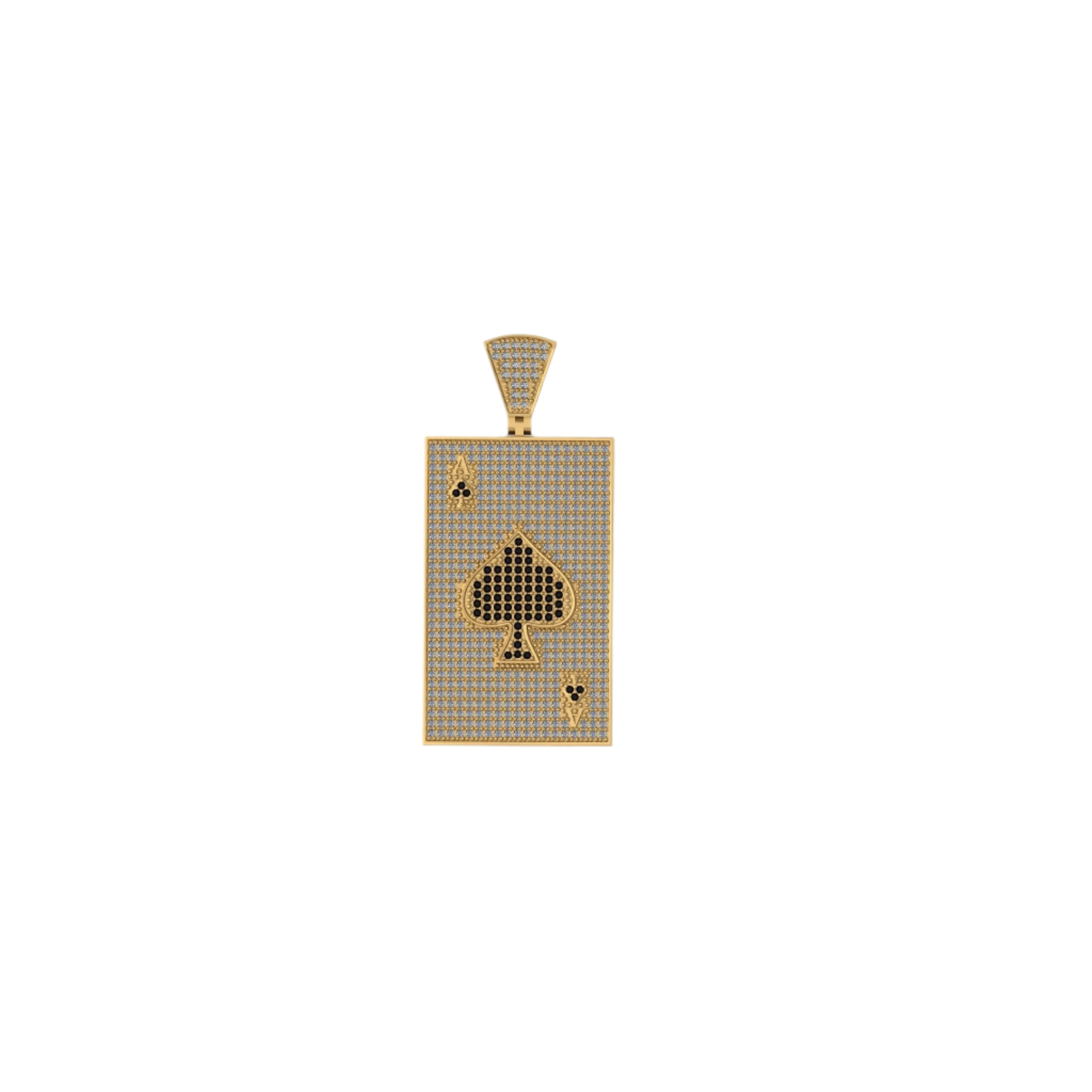 Spade Playing Card Diamond pendant 14k Solid Gold - 2.84 CTW