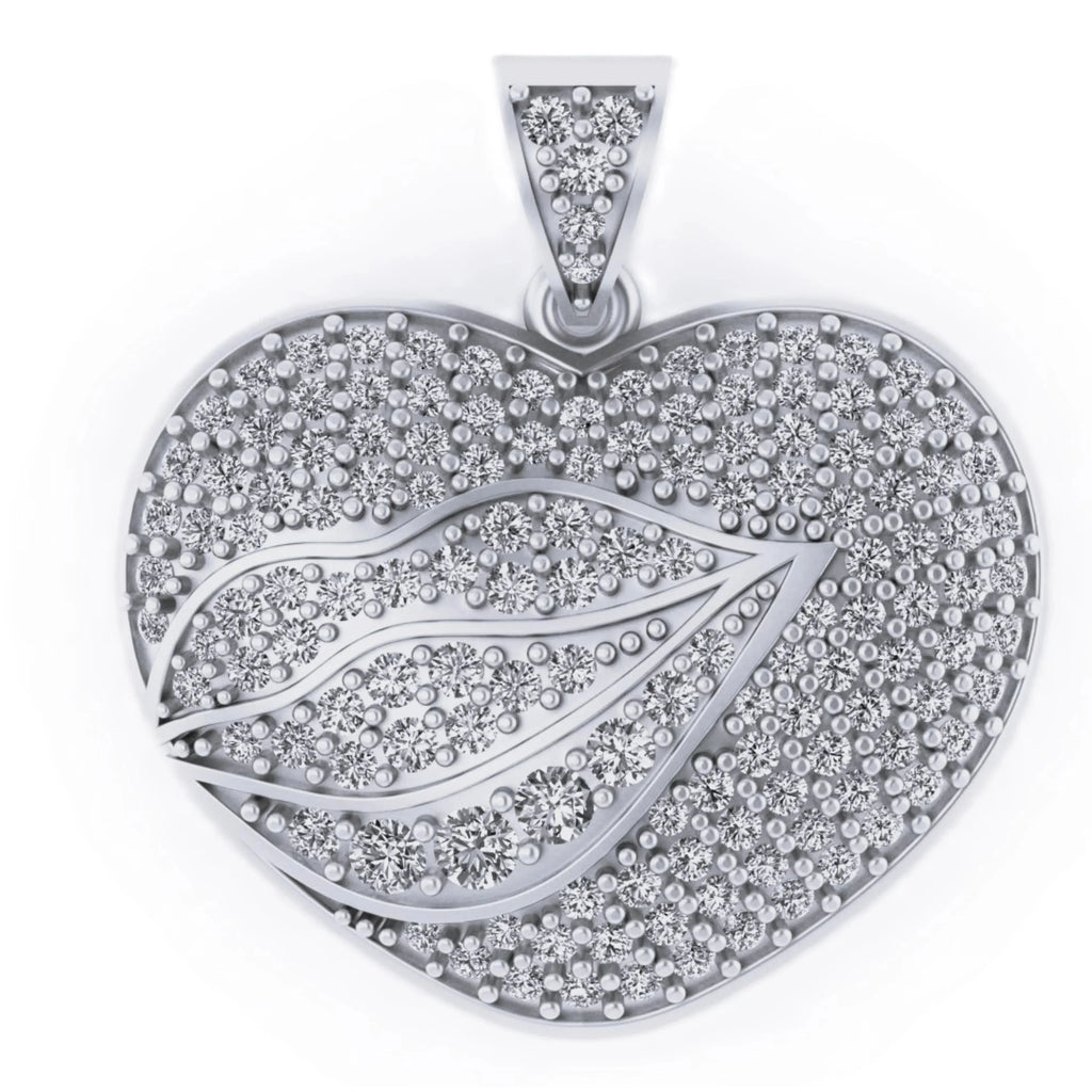 Personalized 14K solid Gold Heart Pendant Necklace - 5.80 CTW