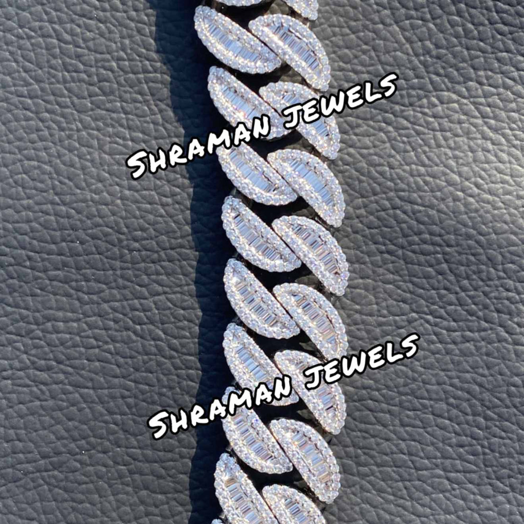 18MM Iced Out Baguette Diamond Cuban Link Chain for Men