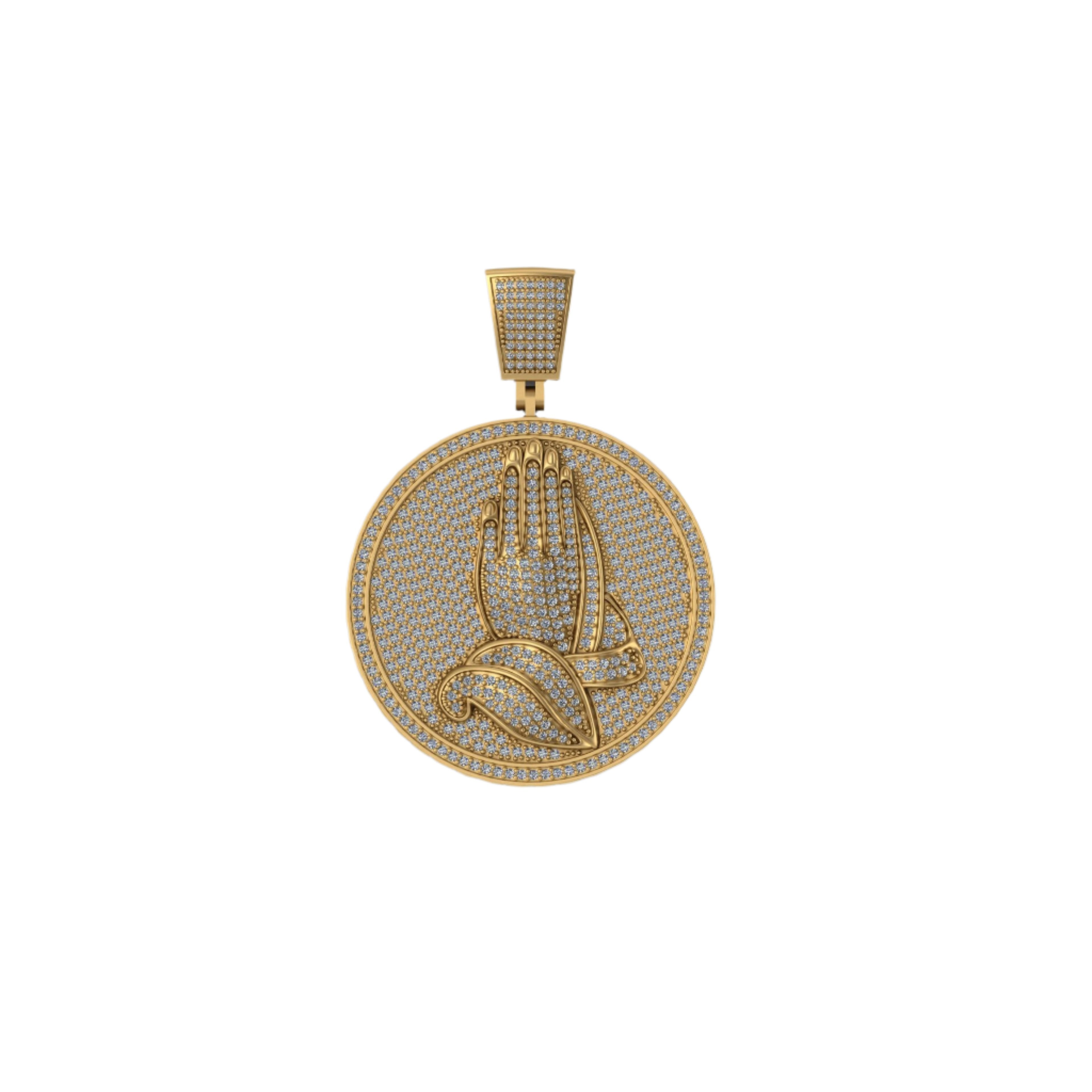 Prayer Hands Diamond Pendant 14k Solid Gold - 4.37 CTW