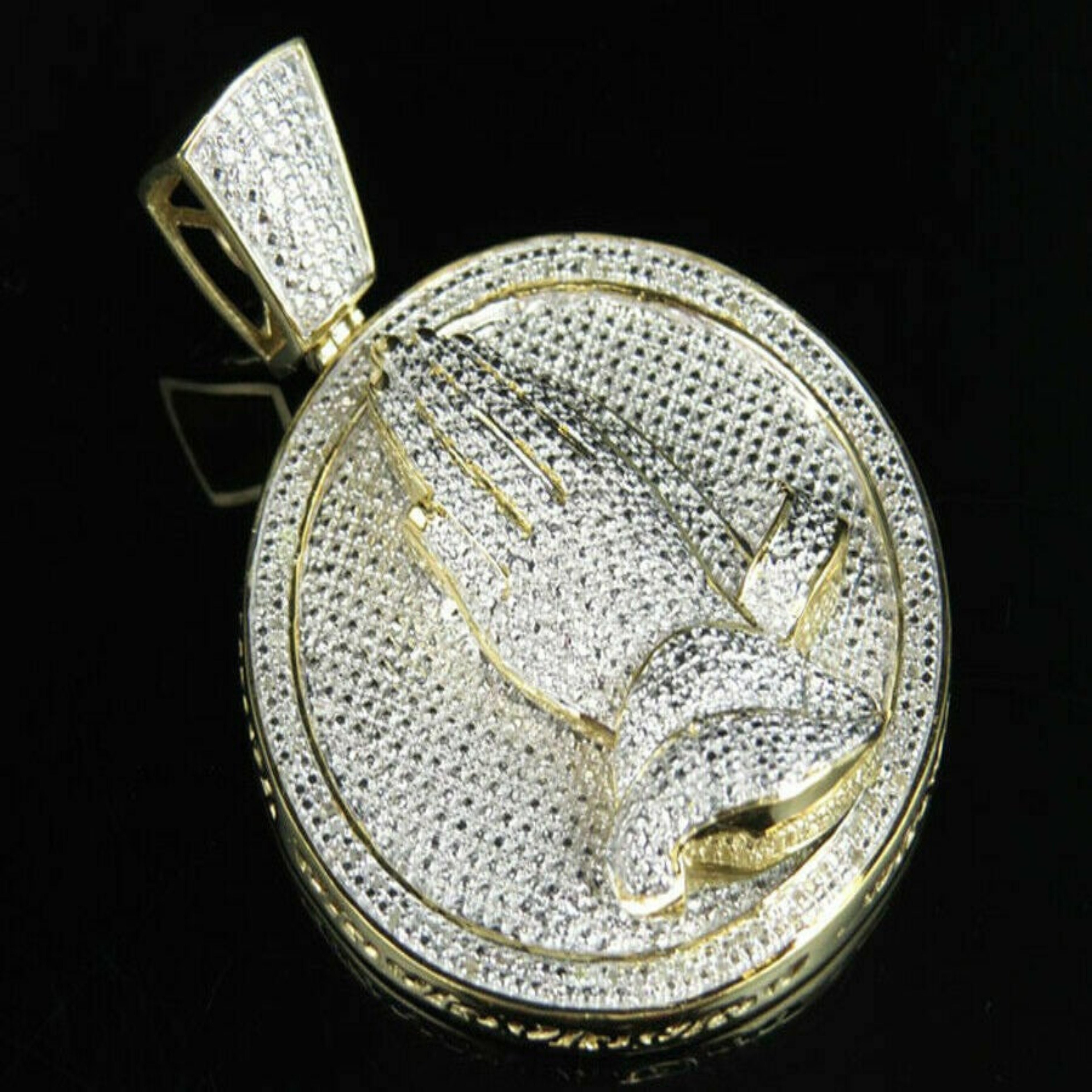 Prayer Hands Diamond Pendant 14k Solid Gold - 4.37 CTW