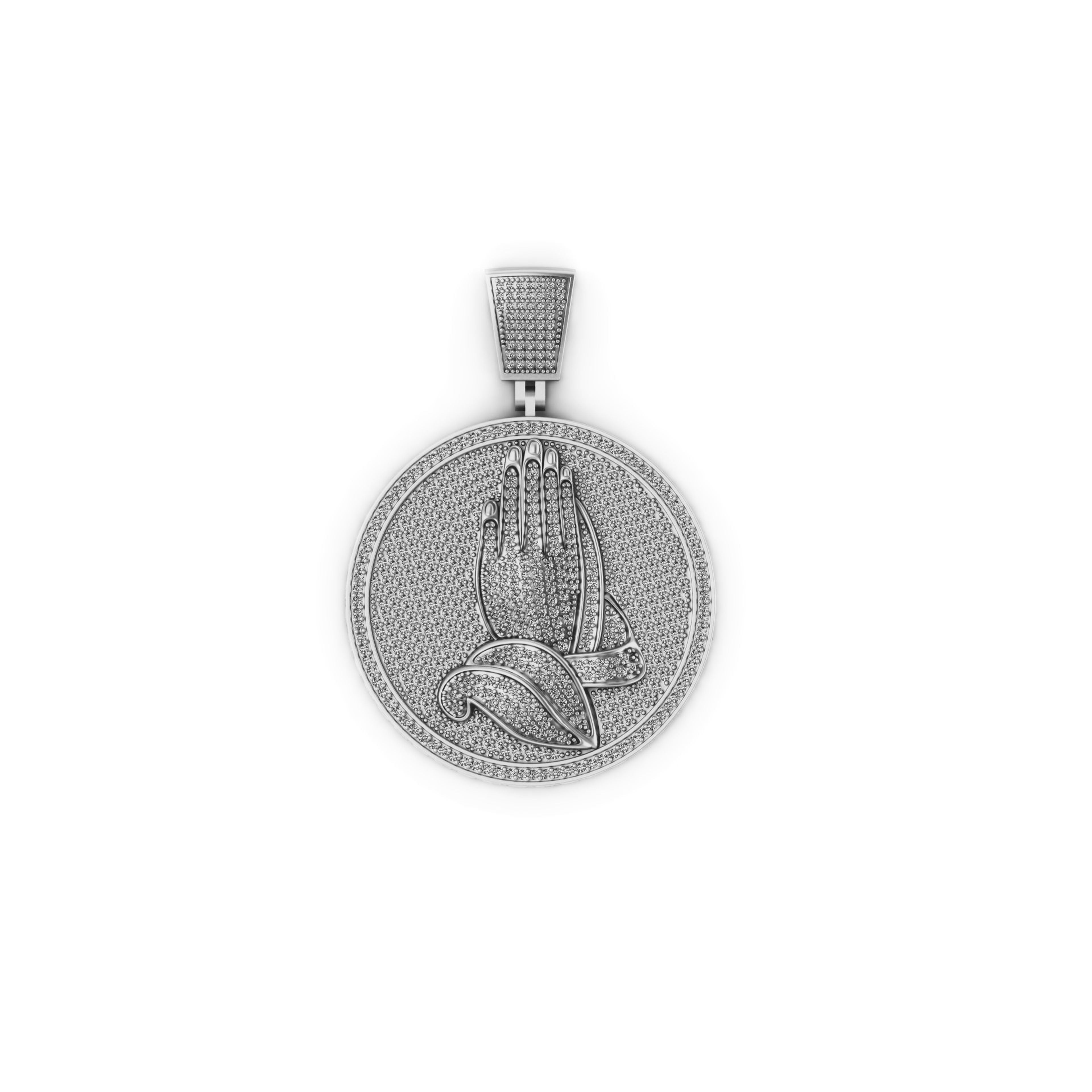 Prayer Hands Diamond Pendant 14k Solid Gold - 4.37 CTW