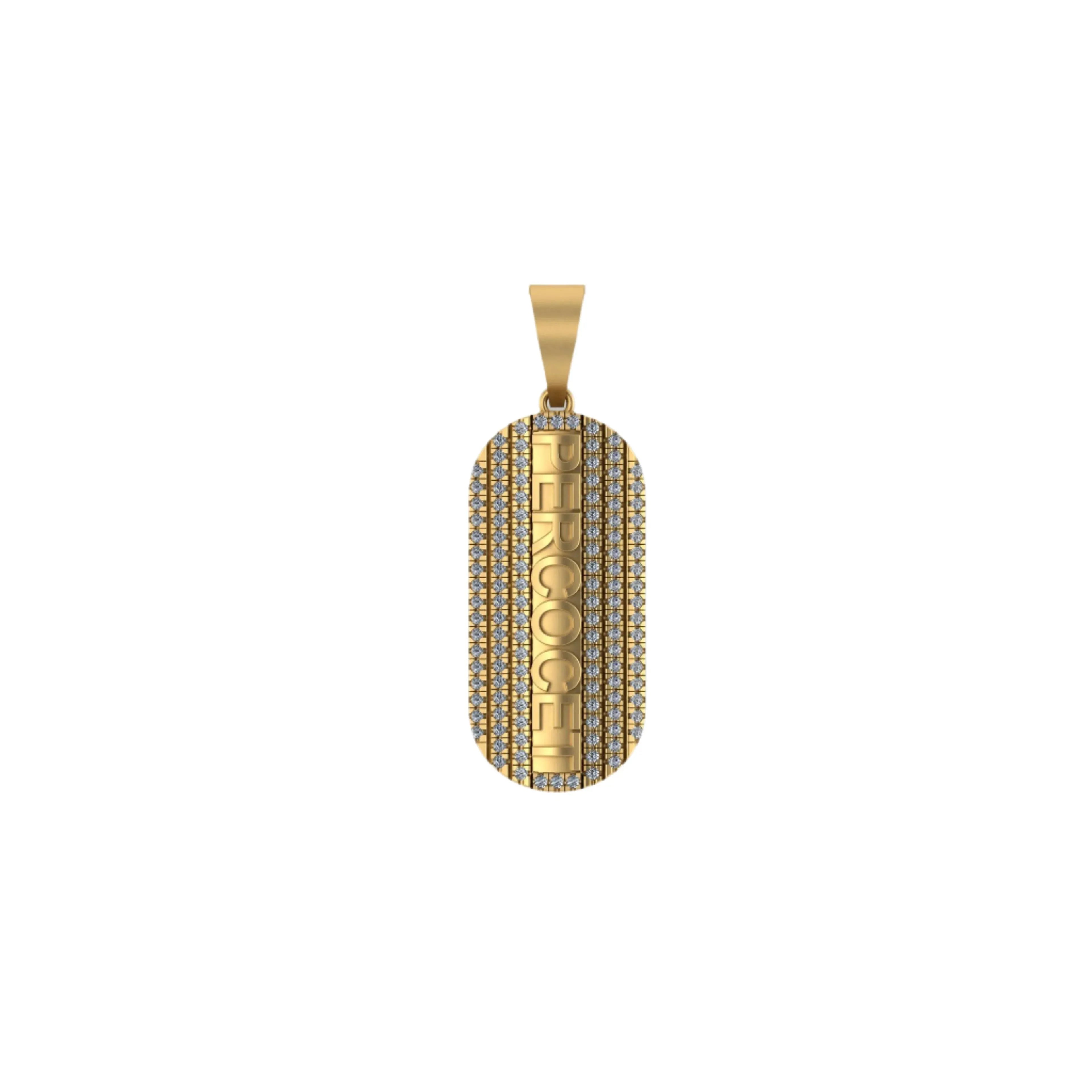 Medicine Pill Diamond Pendant 14k Solid Gold - 0.75 CTW