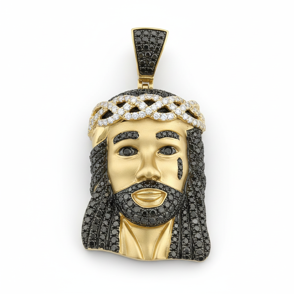 Exclusive VVS Diamond Jesus Head Pendant Religious Jewelry for Men - 1.1 CTW