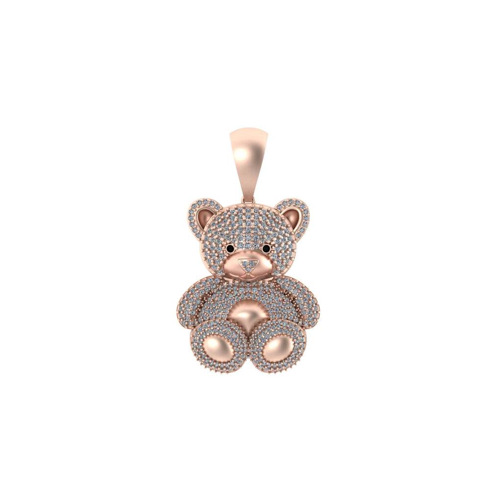 Teddy Bear Diamond Pendant 14k Solid Gold - 2.57 CTW