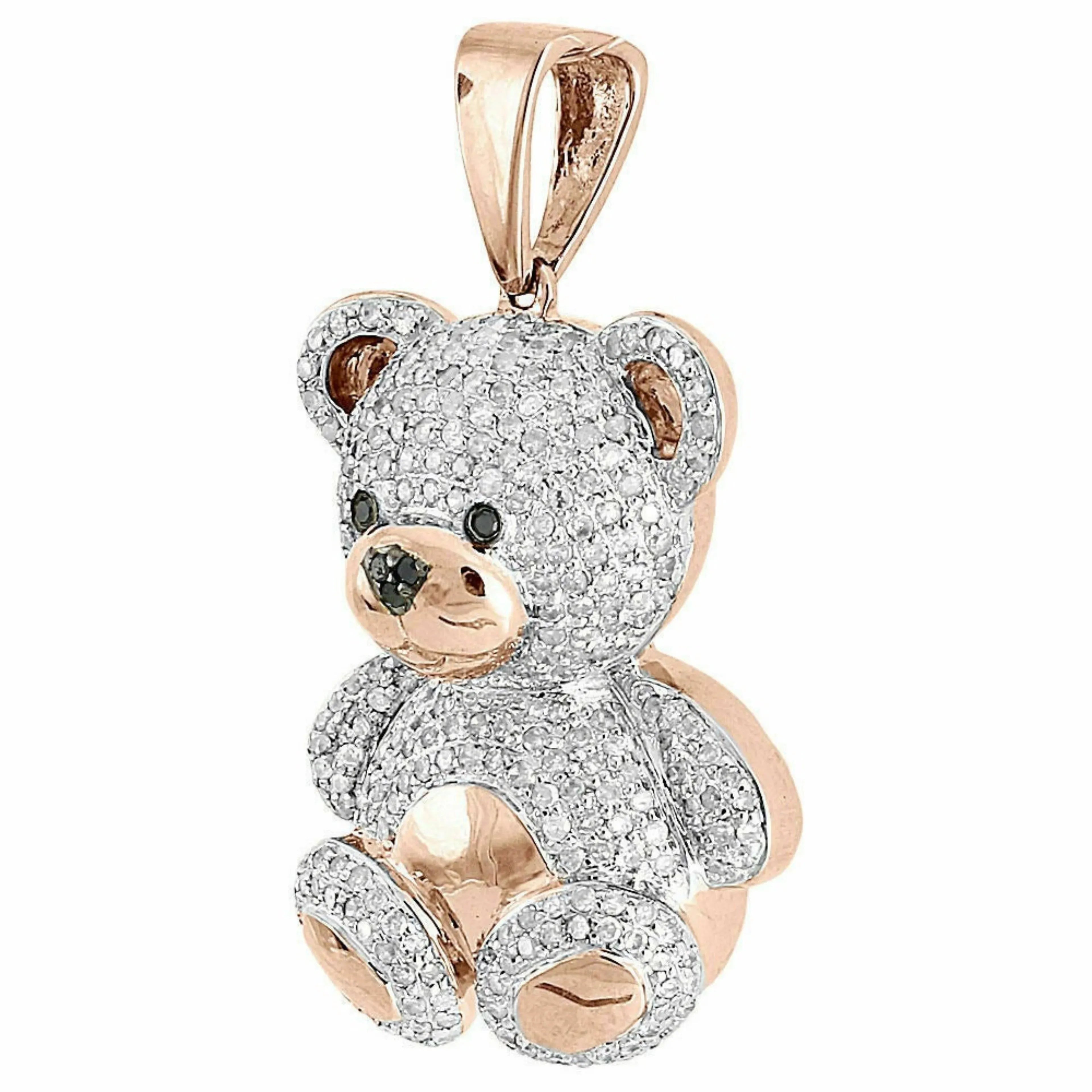 Teddy Bear Diamond Pendant 14k Solid Gold - 2.57 CTW