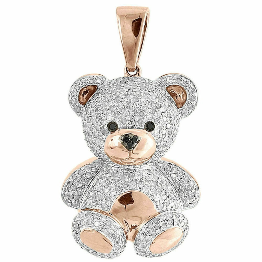 Teddy Bear Diamond Pendant 14k Solid Gold - 2.57 CTW