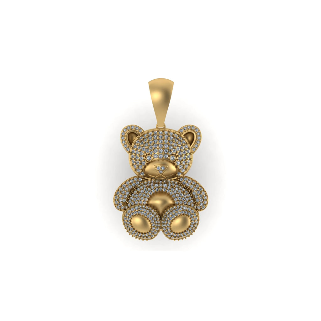 Teddy Bear Diamond Pendant 14k Solid Gold - 2.57 CTW