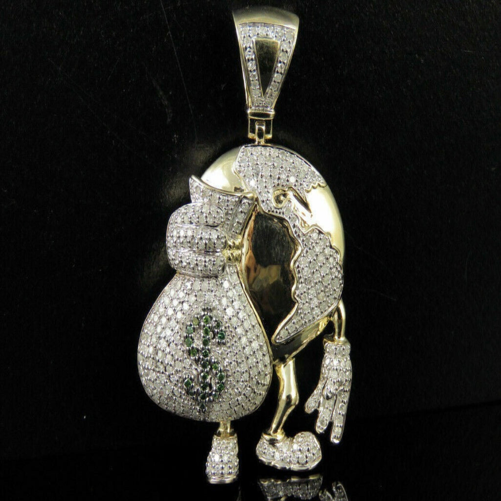 Globe Diamond Pendant 14K Solid Gold - 1.78 CTW