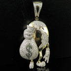 Globe Diamond Pendant 14K Solid Gold - 1.78 CTW