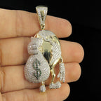 Globe Diamond Pendant 14K Solid Gold - 1.78 CTW