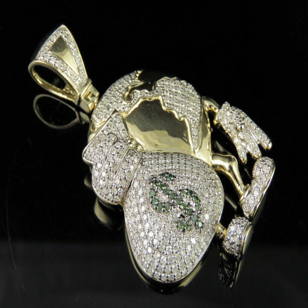 Globe Diamond Pendant 14K Solid Gold - 1.78 CTW