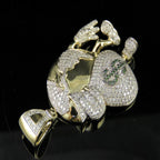 Globe Diamond Pendant 14K Solid Gold - 1.78 CTW