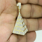 Egyptian pyramid 10K solid gold diamond pendant - 2.96 CTW