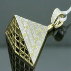 Egyptian pyramid 10K solid gold diamond pendant - 2.96 CTW