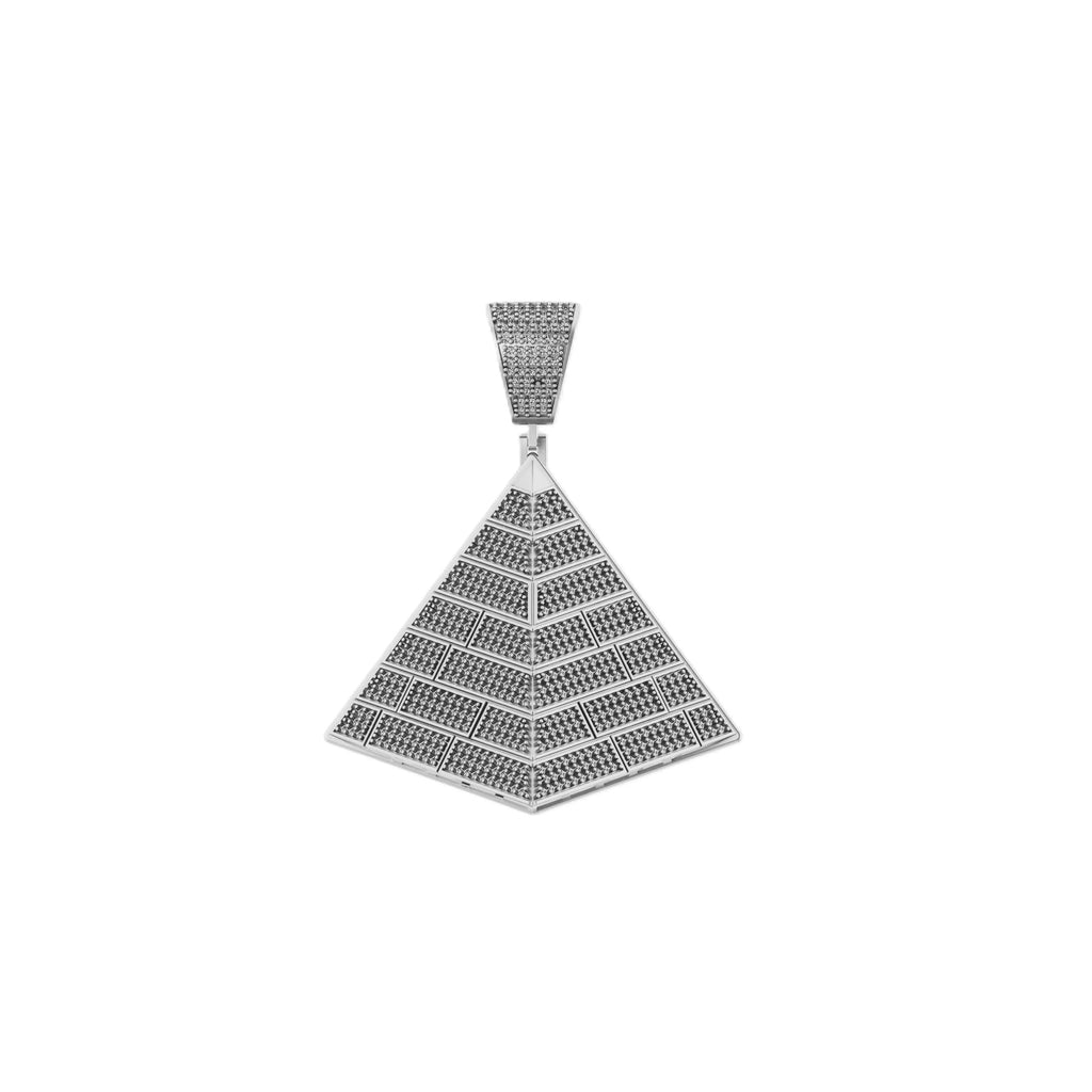 Egyptian pyramid 10K solid gold diamond pendant - 2.96 CTW