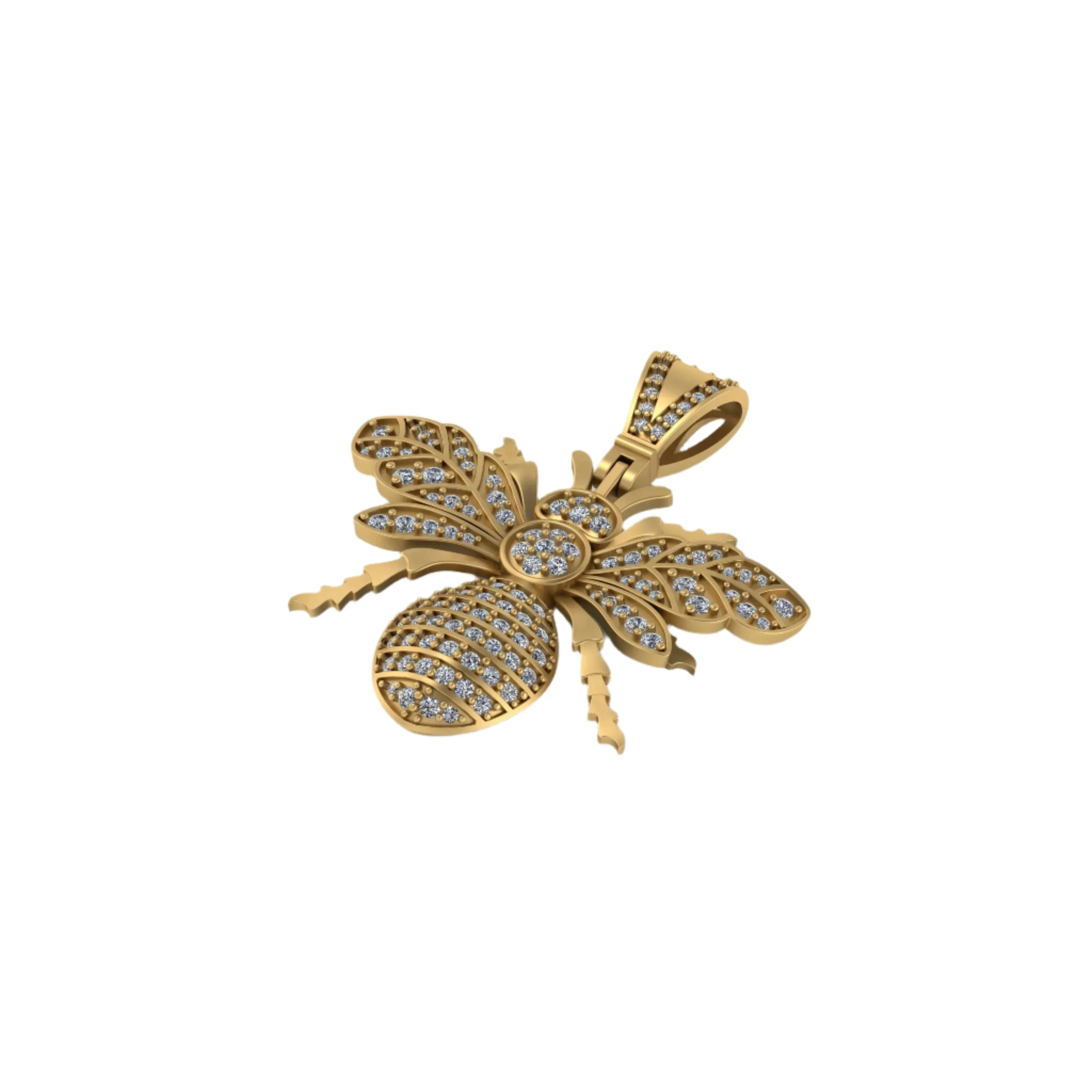 Insect Diamond Pendant 10k Solid Gold - 1.29 CTW