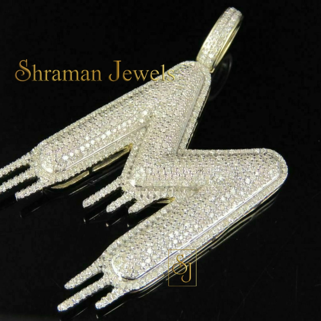 Custom Letter Diamond Pendant 14K Solid Gold - 4.59 CTW