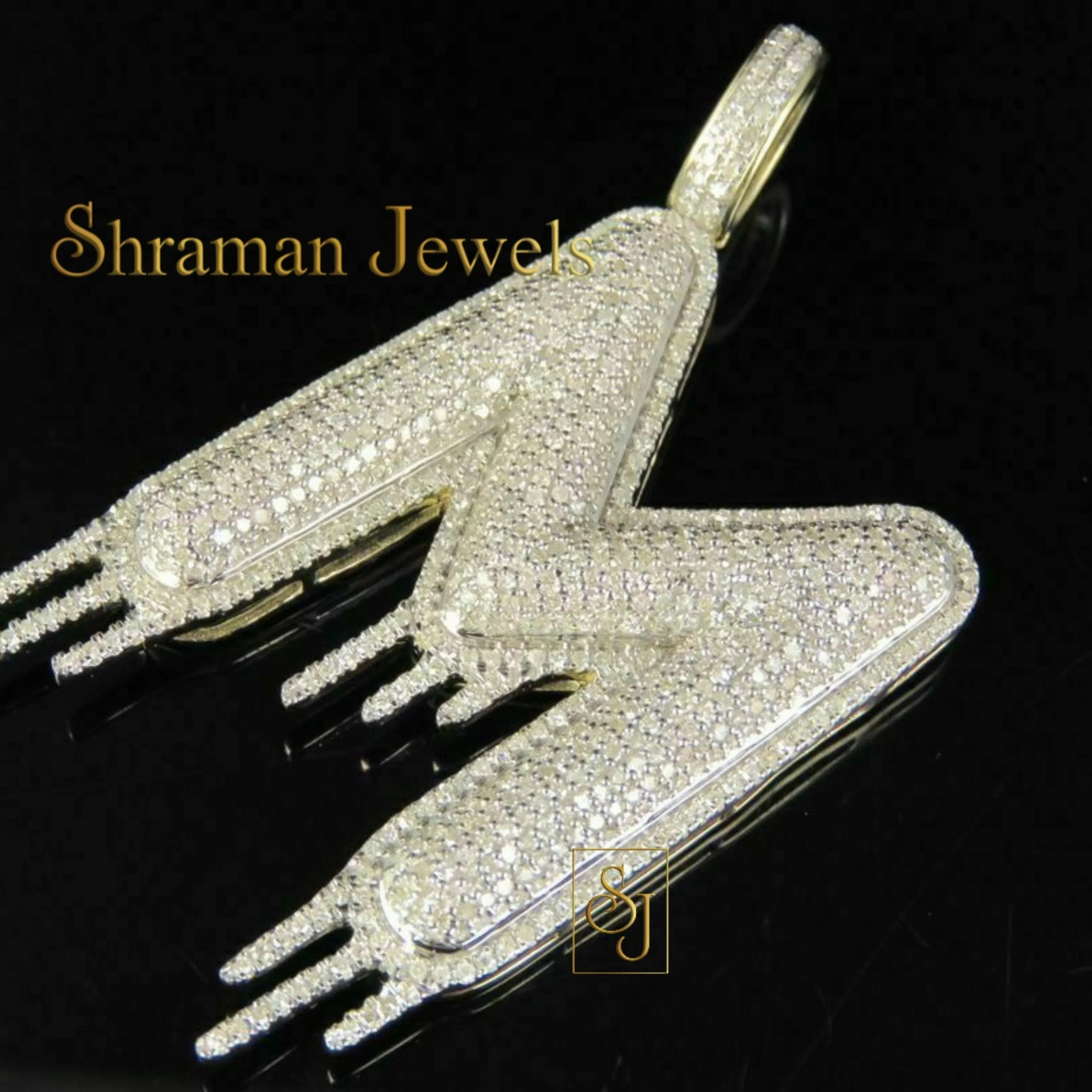 Custom Letter Diamond Pendant 14K Solid Gold - 4.59 CTW