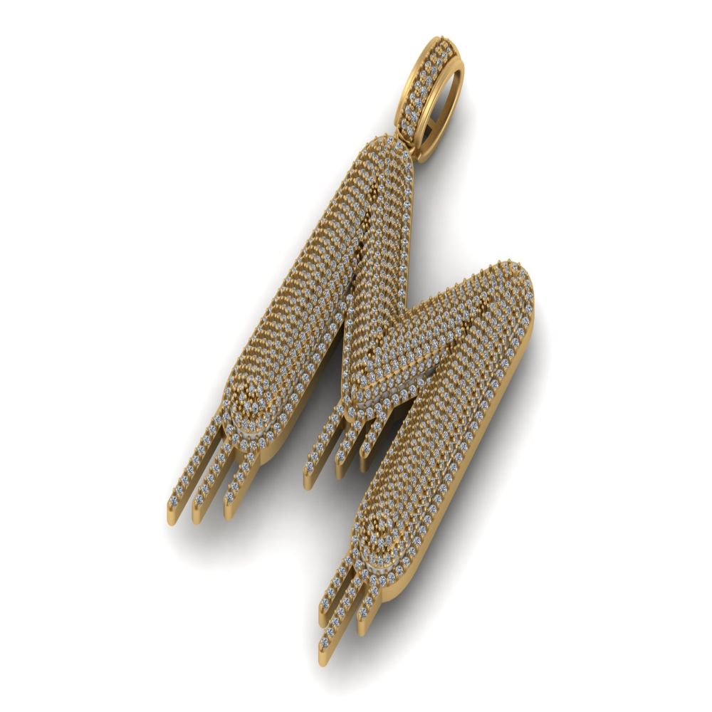 Custom Letter Diamond Pendant 14K Solid Gold - 4.59 CTW