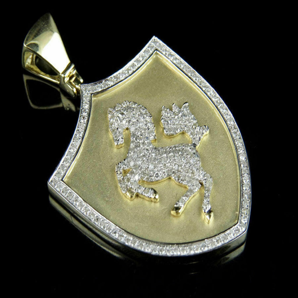 Horse Diamond Pendant 10K Solid Gold - 0.74 CTW