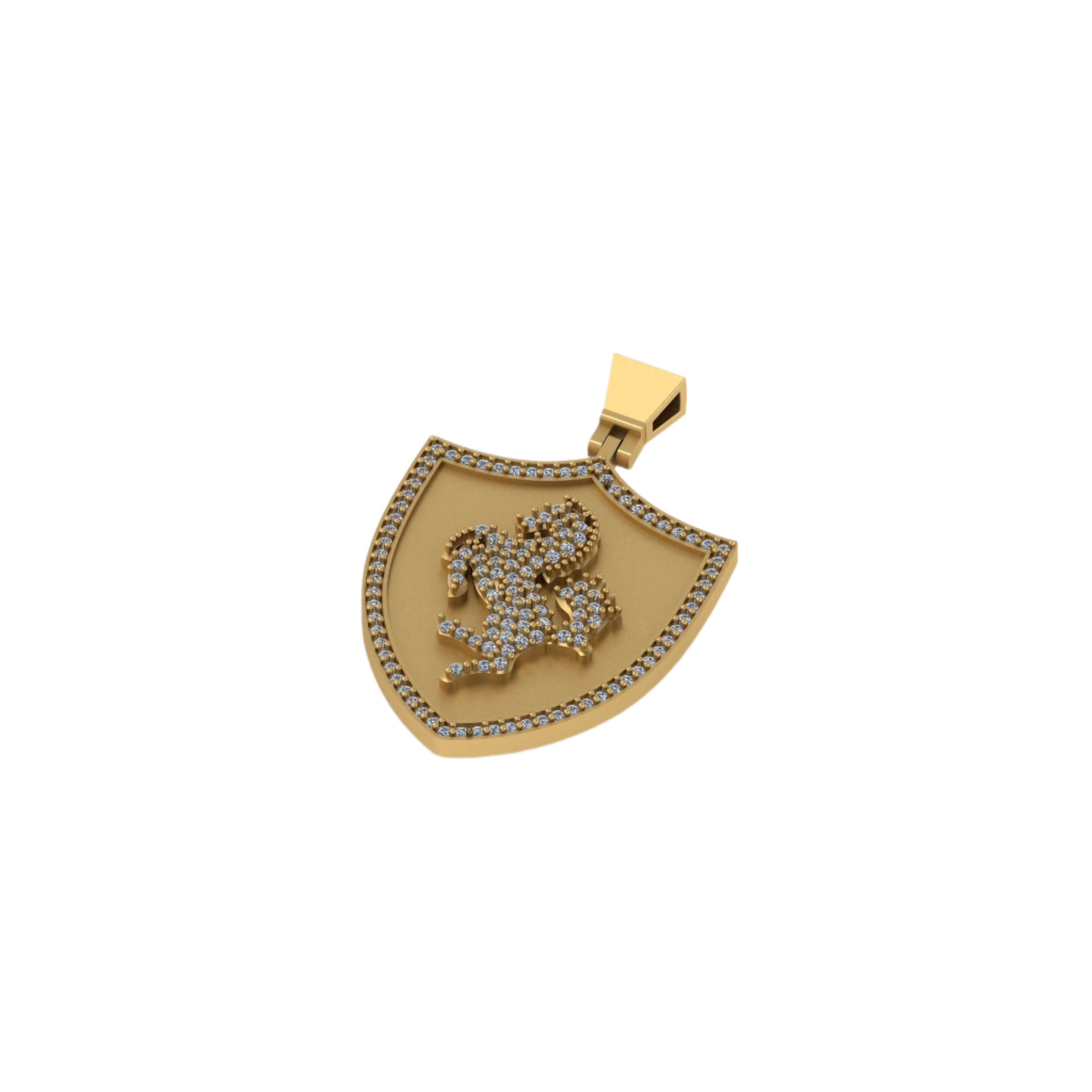 Horse Diamond Pendant 10K Solid Gold - 0.74 CTW