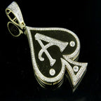 Custom Small Ace Of Spade 14K solid gold Diamond Pendant -1.23 CTW